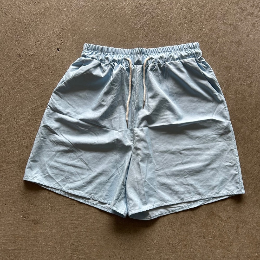 Vintage Style Shorts Size Small Light Blue Athletic Elastic Waist 5" Inseam
